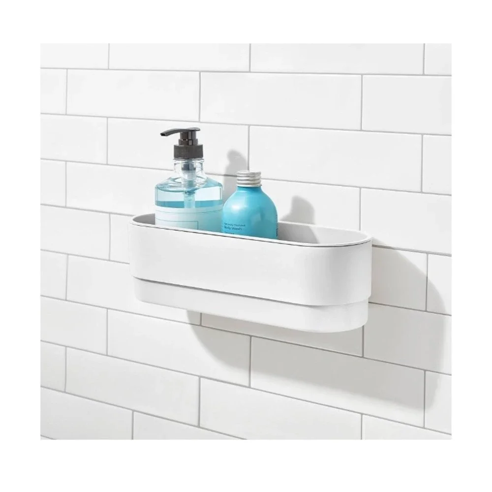 iDesign Adhesive Bathroom Shower Caddy Basket Storage Organizer White-NWT